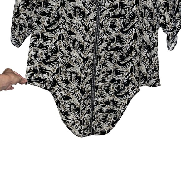 Max Studio Womens 3X Black & White Leaf Print Top Blouse - Picture 4 of 12